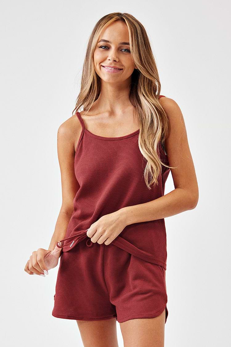 Chocolate love Red Cami Top And Drawstring Shorts Set