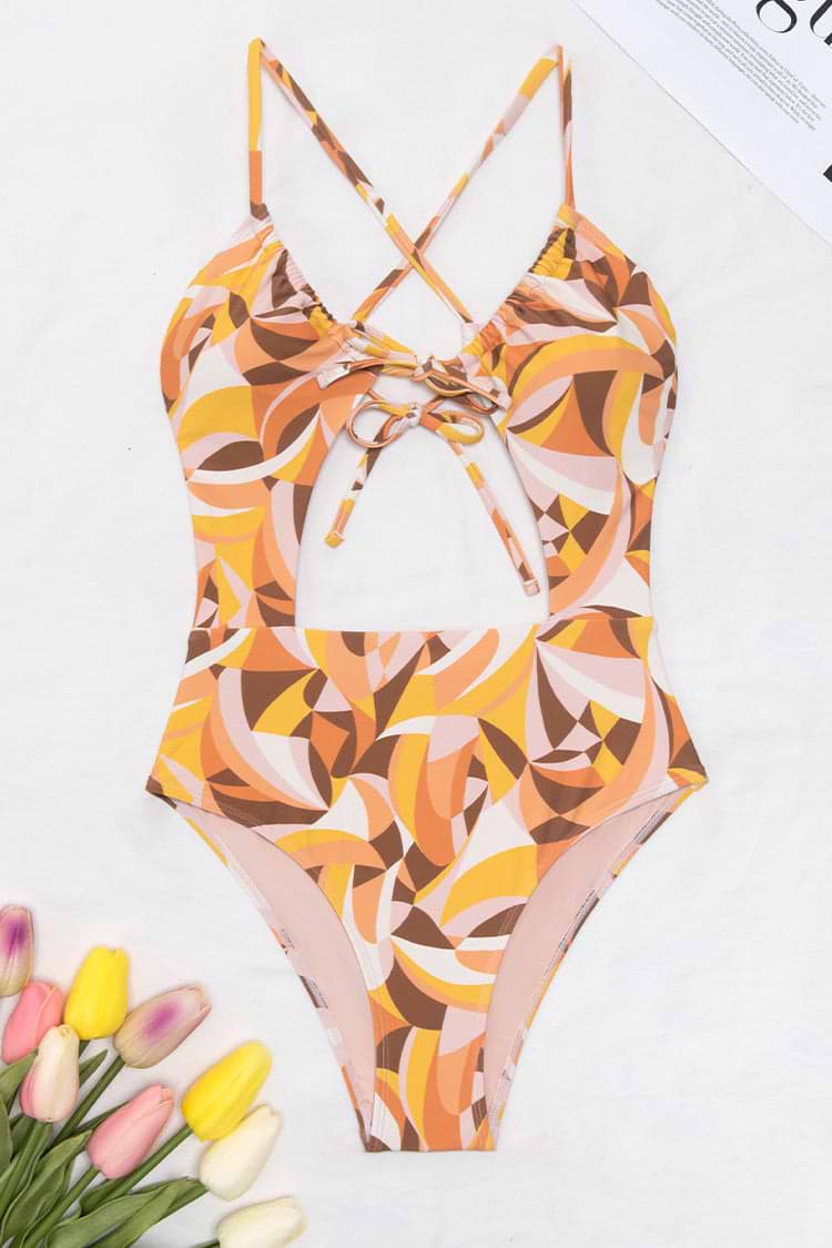 Maillot de bain une pièce à imprimé abstrait
