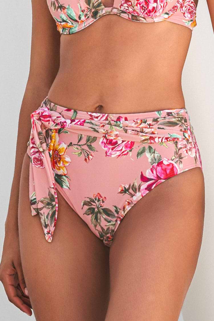 Bas de bikini taille haute à ceinture