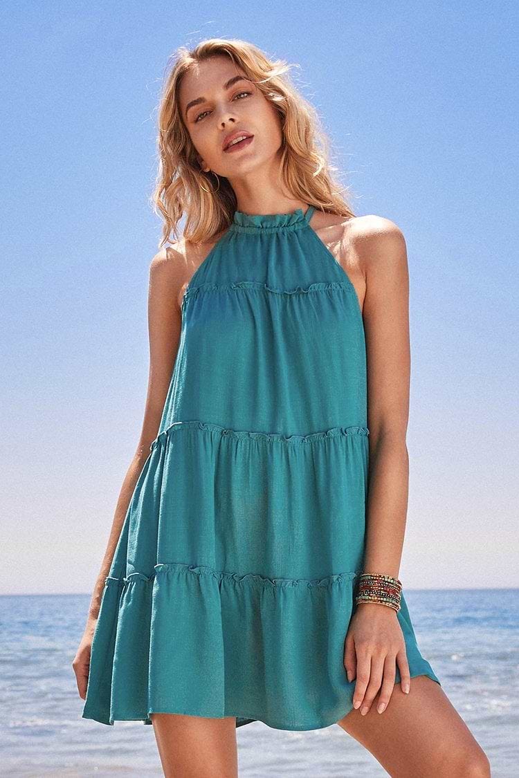 Vestido Paisleigh con Cuello Alto y Olanes