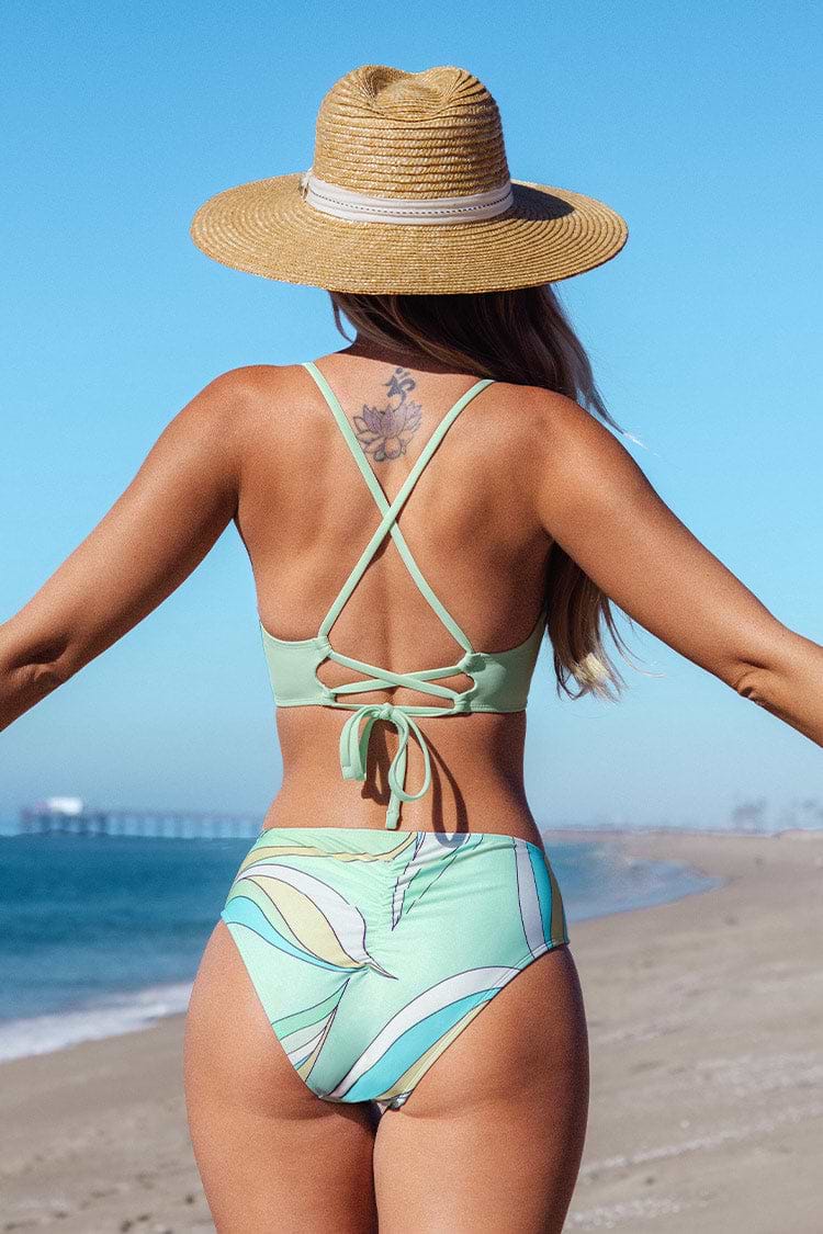 Bikini cache-cœur froncé à dos