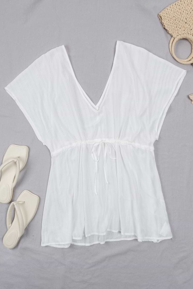 Cover Up mit Kordelzug an der Taille in Weiß