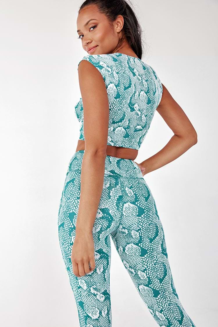 Pandora Snake V-neck Crop High Waisted Matching Set