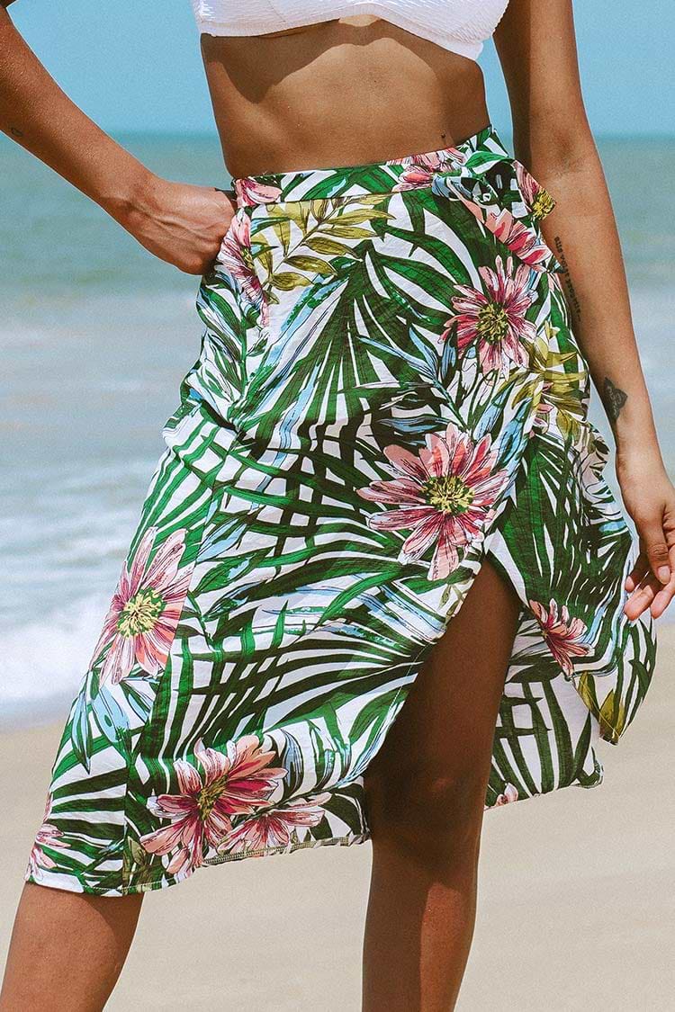 Aliza Floral Tie Front Beach Skirt
