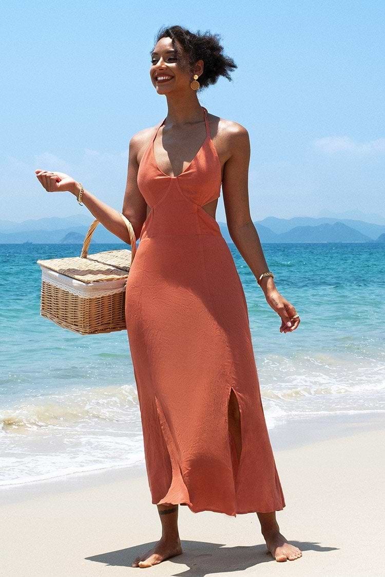 Vestido Blair Halter con Abertura