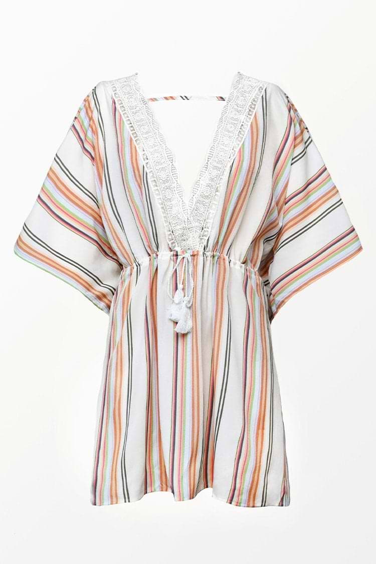 Salida de playa con crochet con lazo con estampado de rayas Amirah