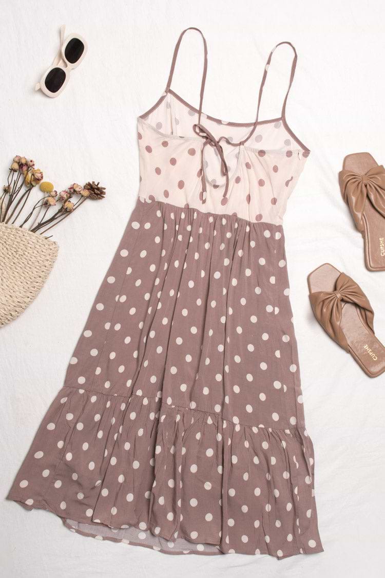 Polka Dot Slip-Kleid mit Rüschen