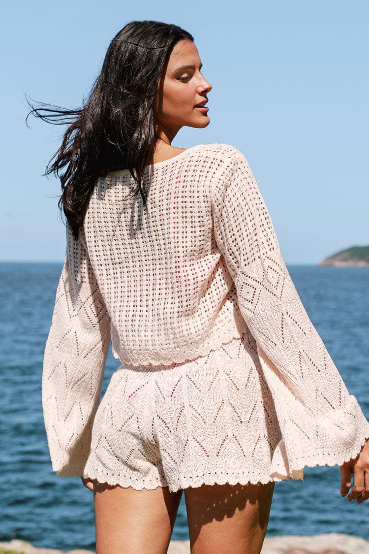 Gehäkeltes Cover-up-Set mit Glockenärmeln