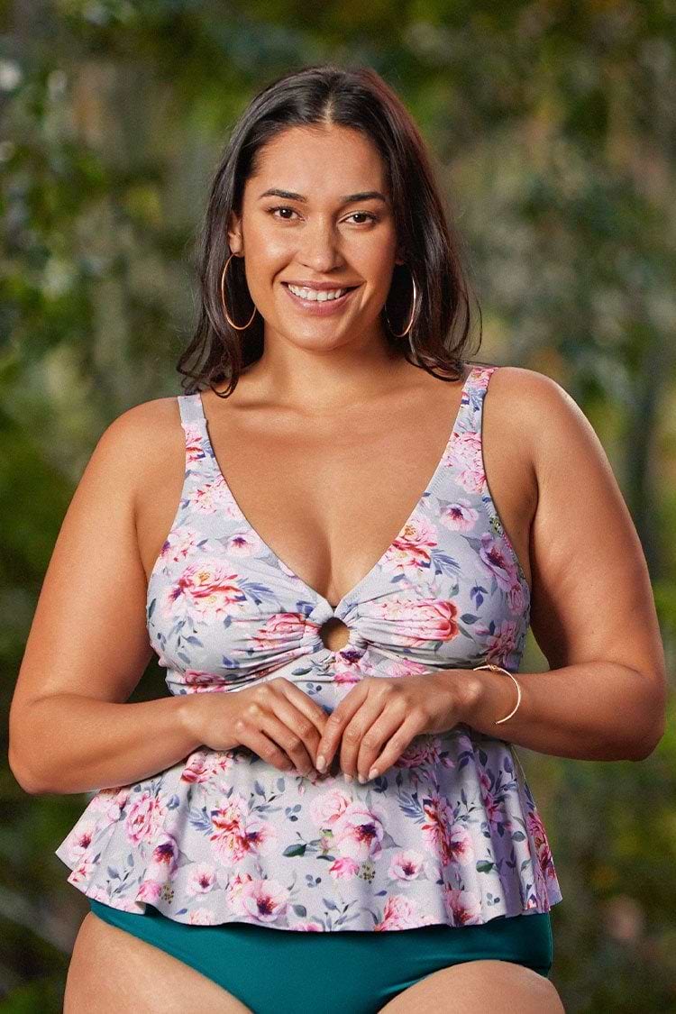 Tankini Floral con Olanes Talla Grande