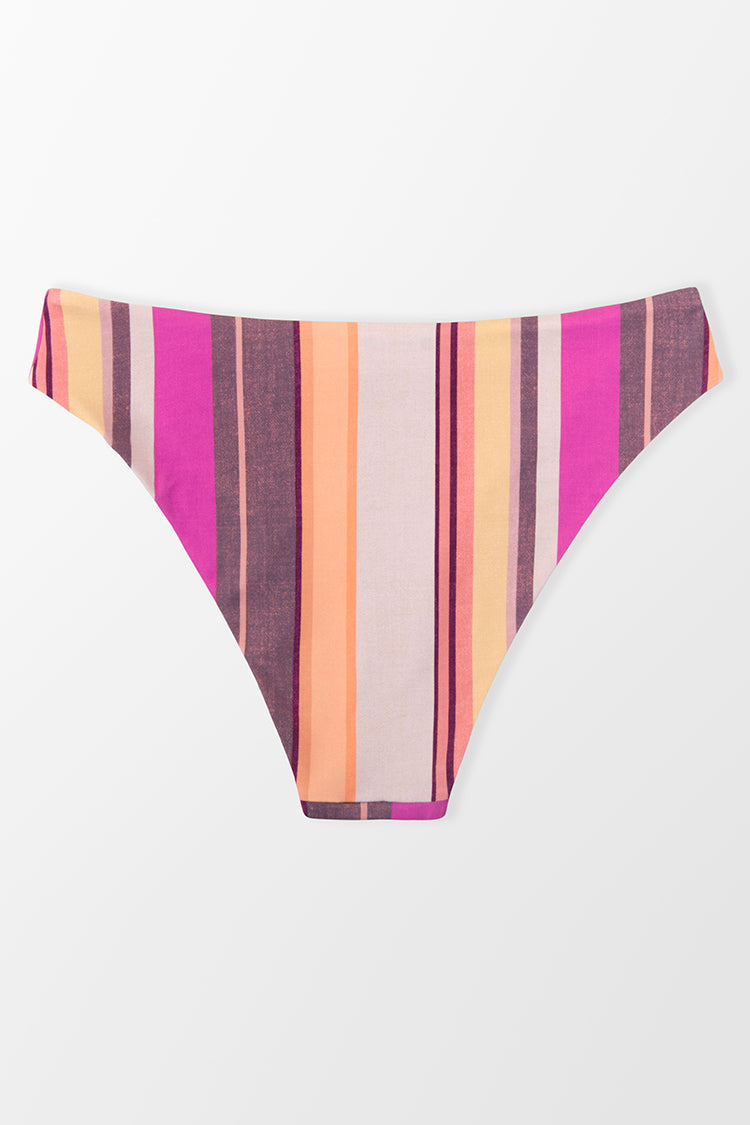 Bas de bikini réversible taille basse rayé