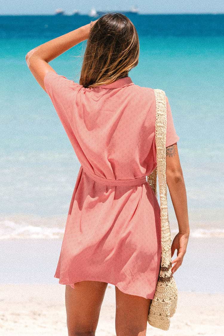 Robe chemise froncée et boutonnée à ceinture