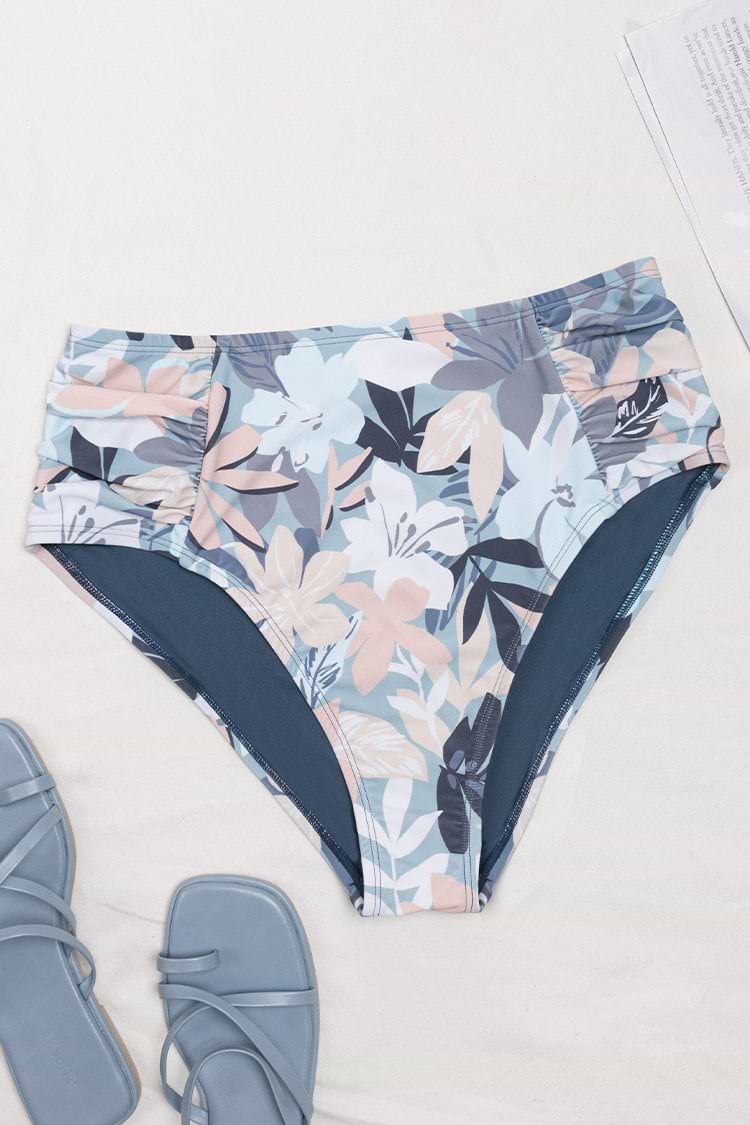 Kirstin Tropical Ruched Plus Size Bikini Bottom