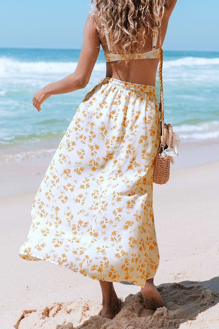 Raelyn Ditsy Tie Waist Split Cover Up