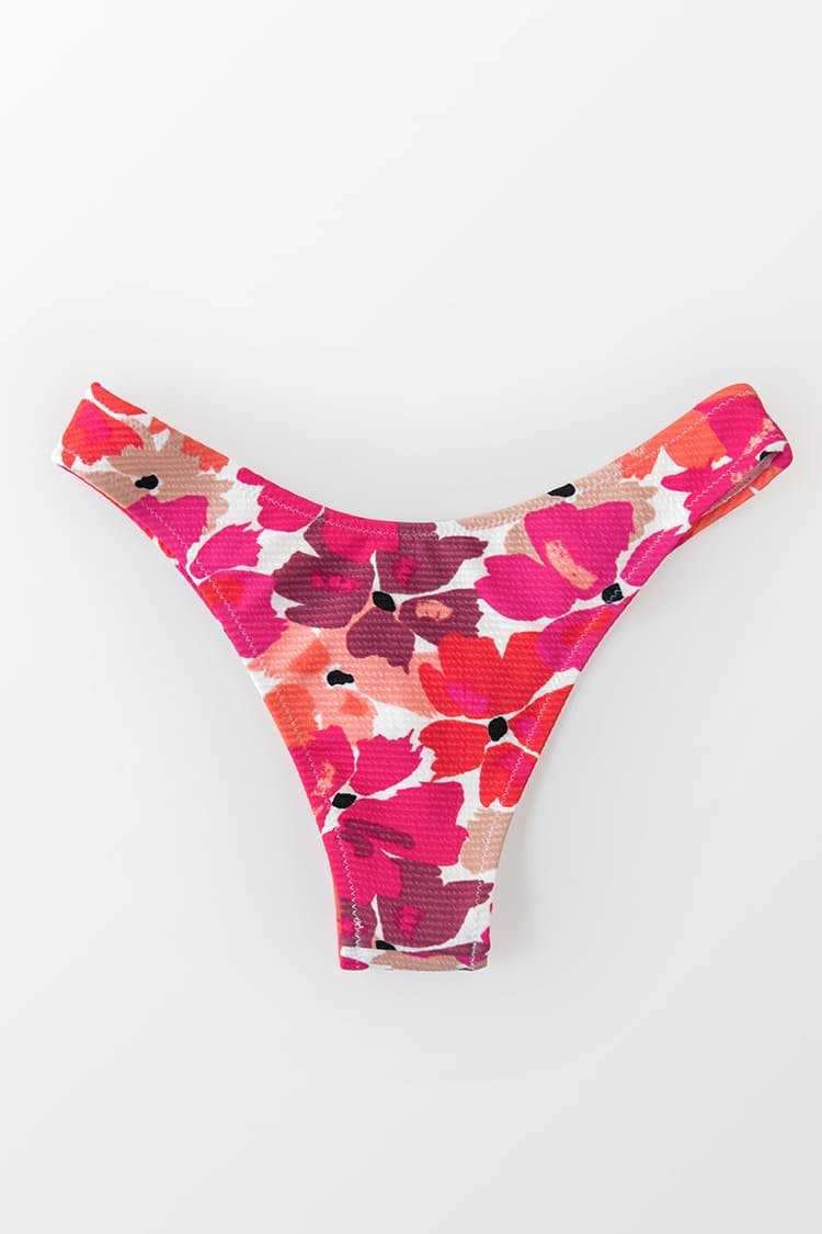 Braguita bikini rojo floral de talle bajo