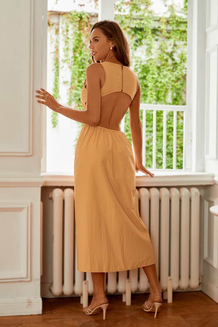 Edie Vestido en forma de A con cintura elástica y recorte