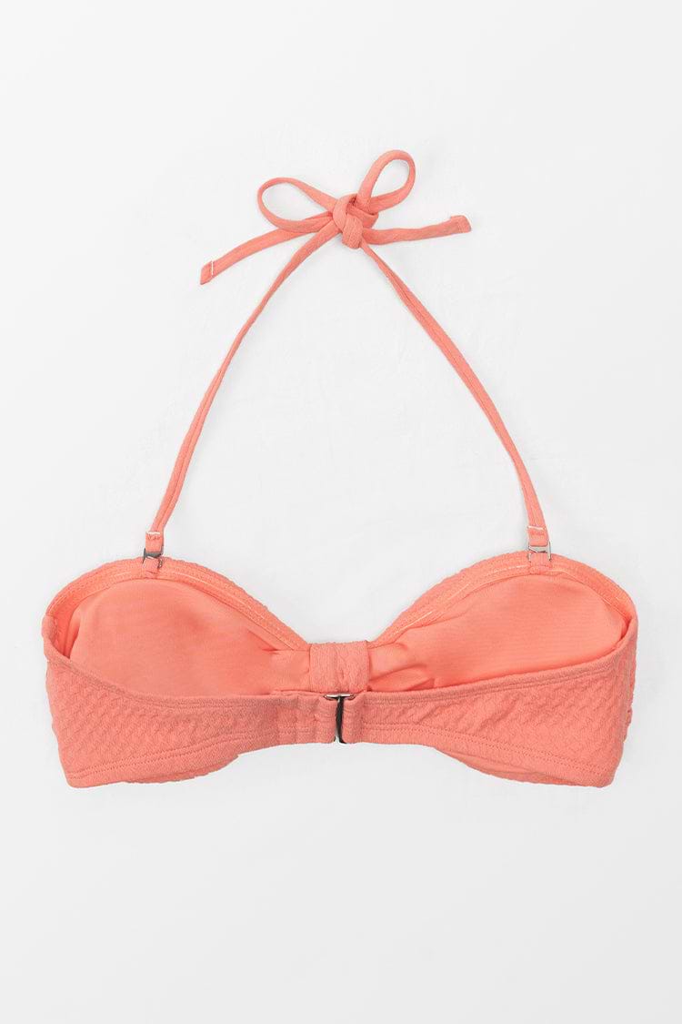 Haut de bikini bandeau texturé noué sur le devant
