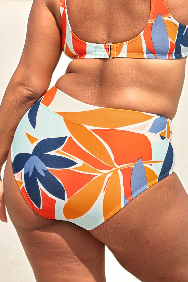 Tropische Bikinihose mit High waist in großen Größen