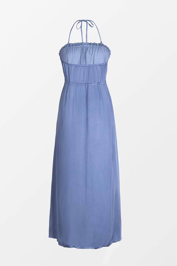 Avalynn Drawstring Waist Halter Maxi Dress