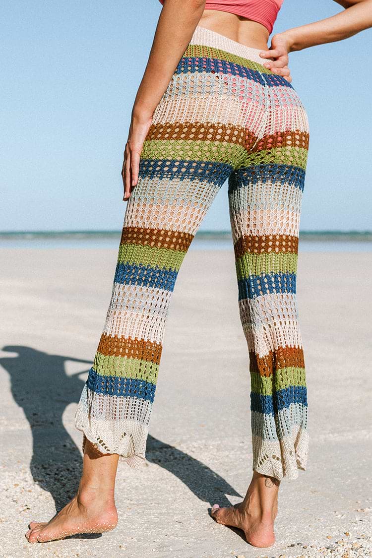 Pantalon à rayures en crochet
