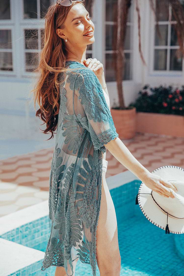 Georgia Cover Up con frente abierto y mangas medias