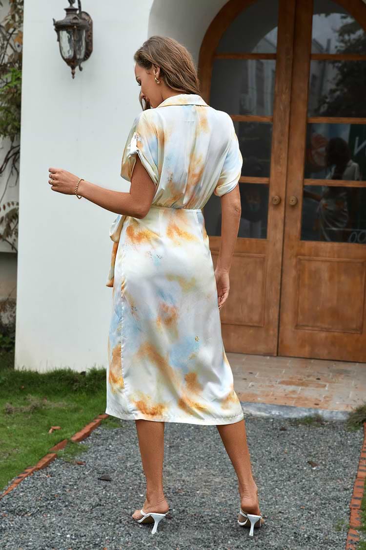 Damiana Vestido envolvente con mangas cortas y escote V