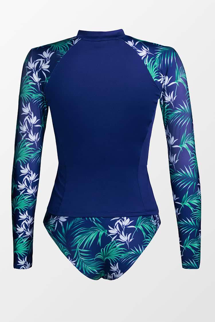 Alexus Tropical Zipper Long Sleeve Tankini