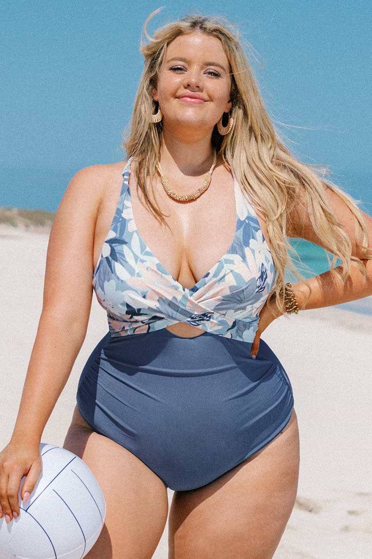 Maillot de bain une pièce à fleurs et à nouer dans le dos