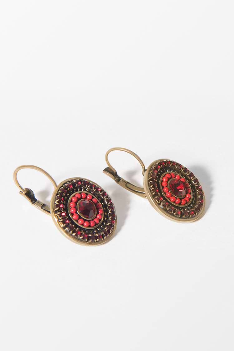 Rote Boho-Ohrringe mit Geometrischem Print