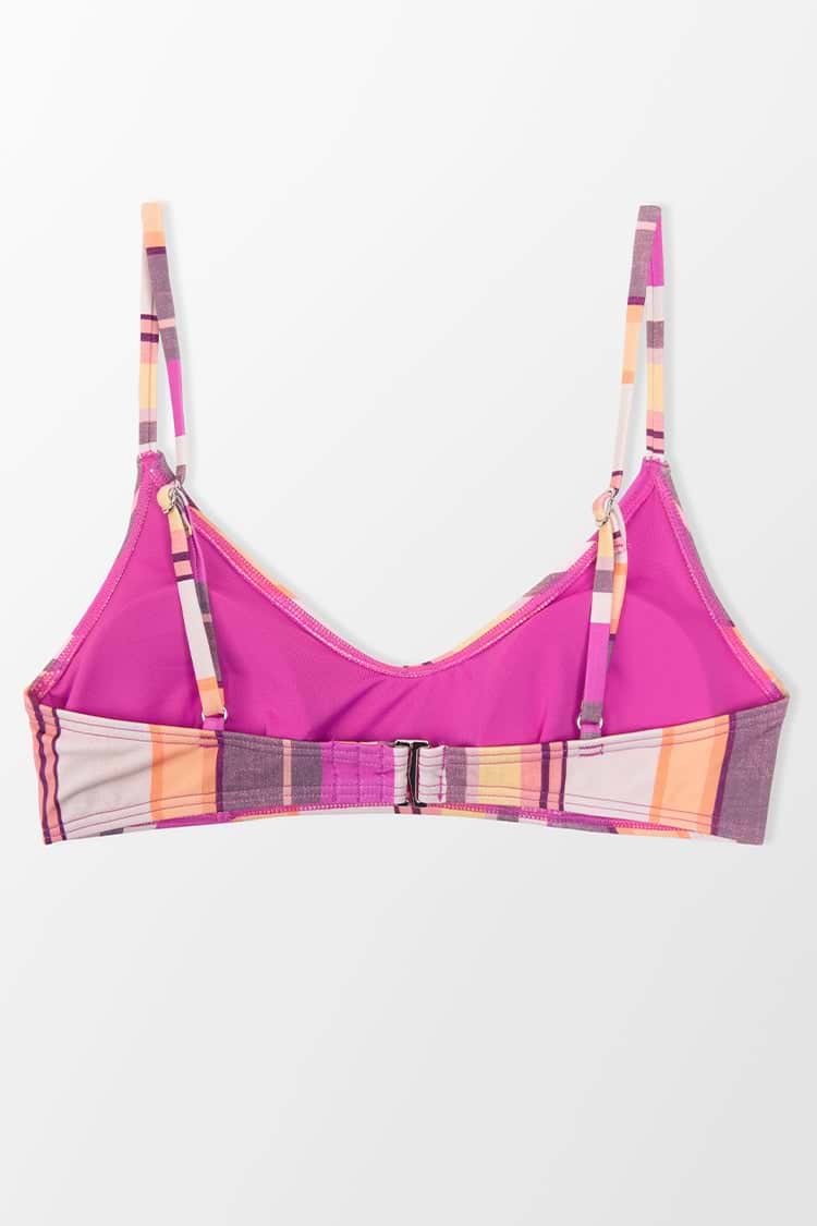 Haut de bikini rayé à crochet dans le dos