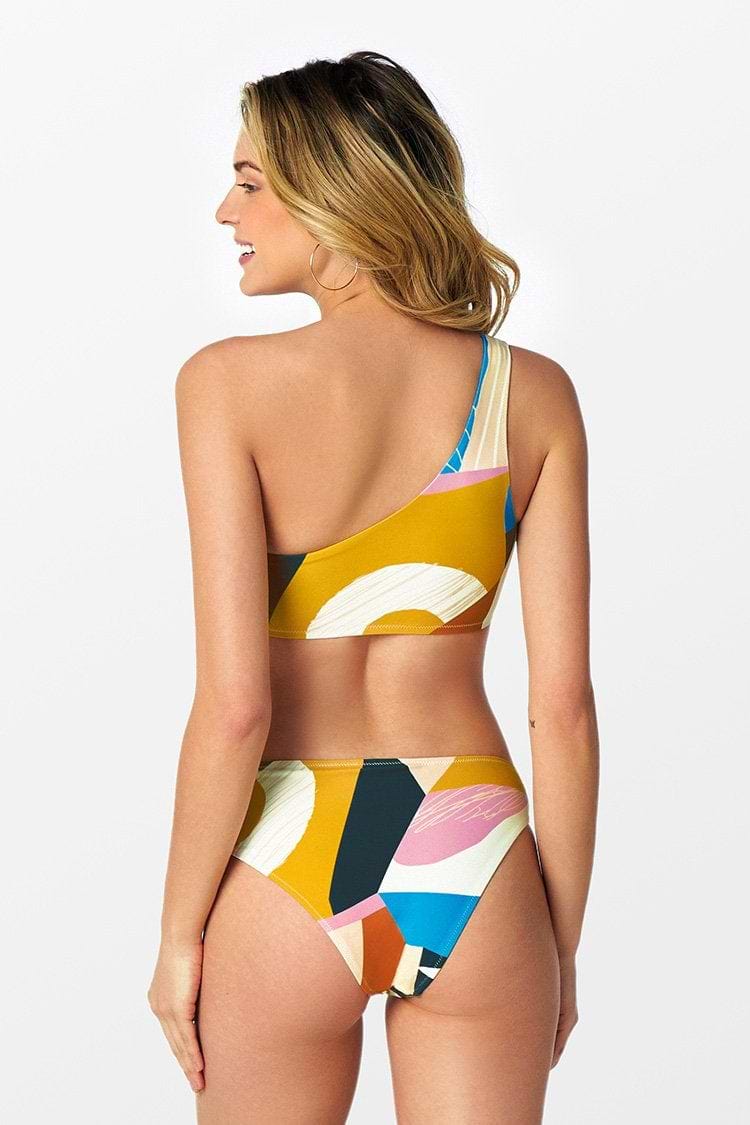 Bikini Dana Estampado Abstracto de Un Hombro