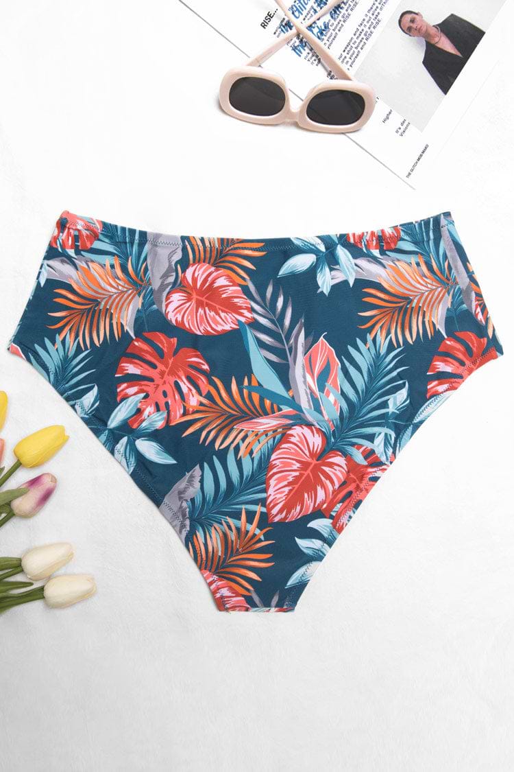 Große Größen tropische Bikinihose mit High waist
