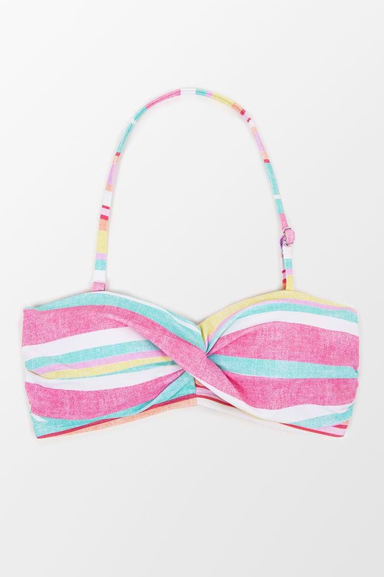 Haut de bikini bandeau torsadé moulé à rayures