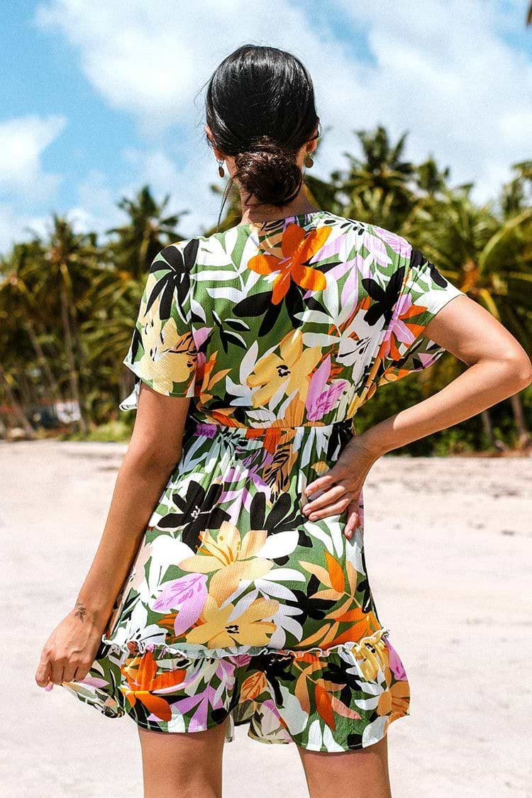 Marlen Floral Ruffle Tie Front Dress