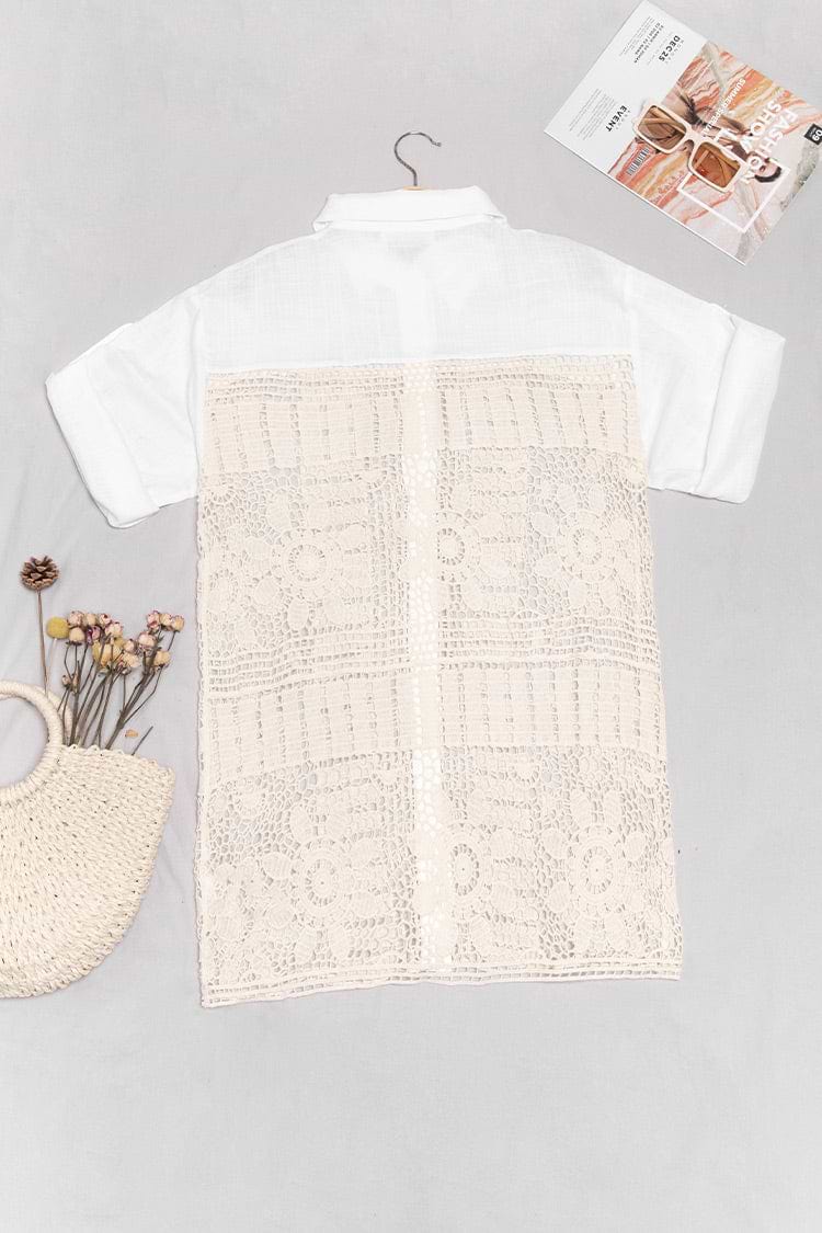 Gehäkeltes Hemd-Kimono mit Knöpfen