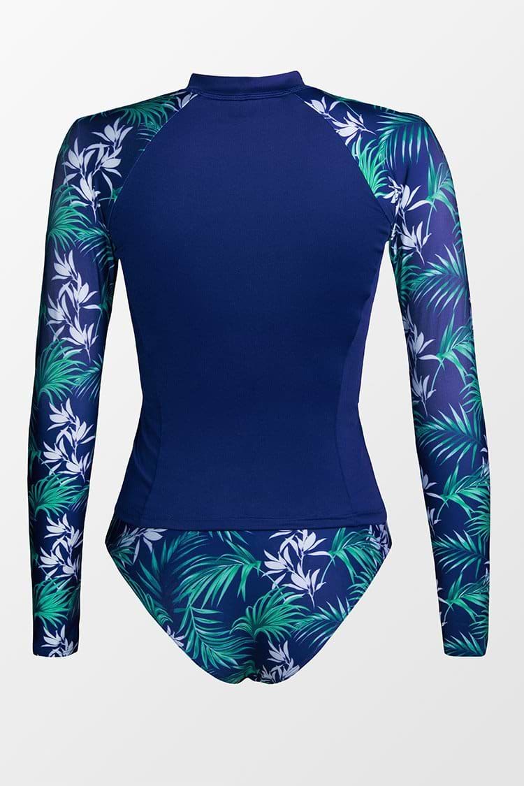Alexus Tropical Zipper Long Sleeve Tankini