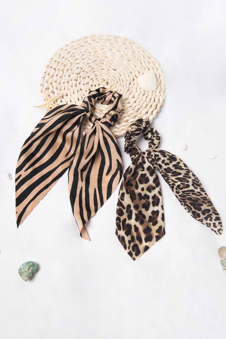 Haargummi-Set mit Leopard-Print und Zebra-Print