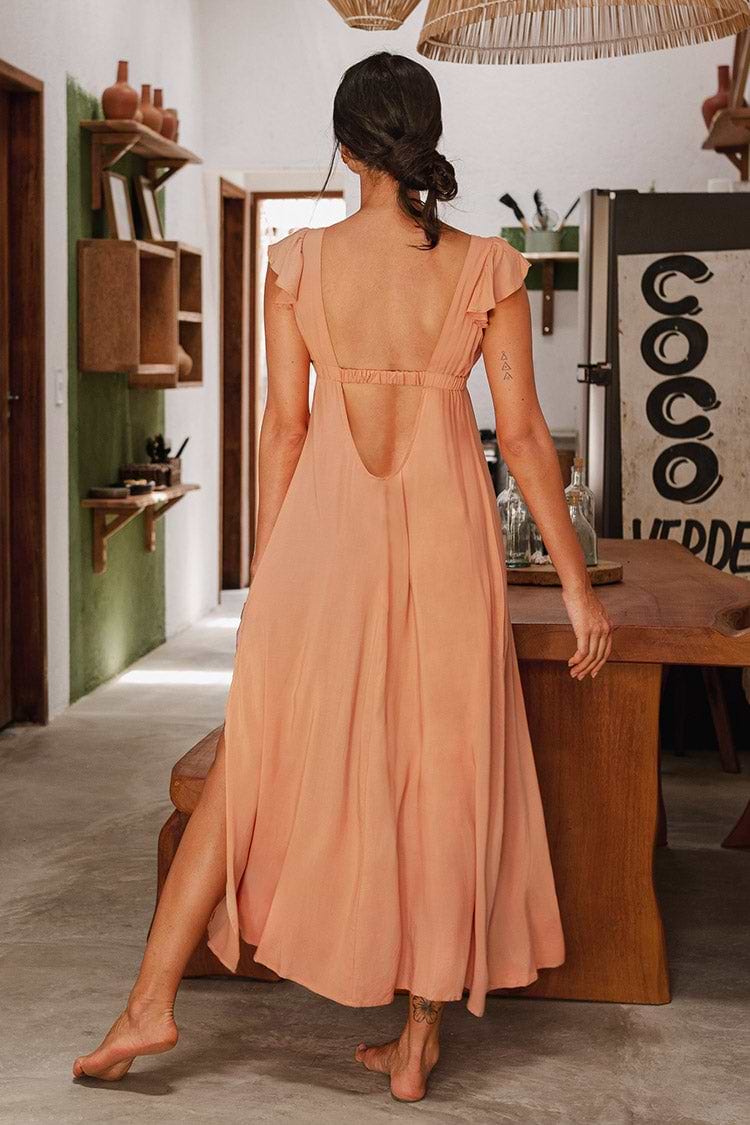 Ciera Ruffle Cut Out Split Maxi Dress