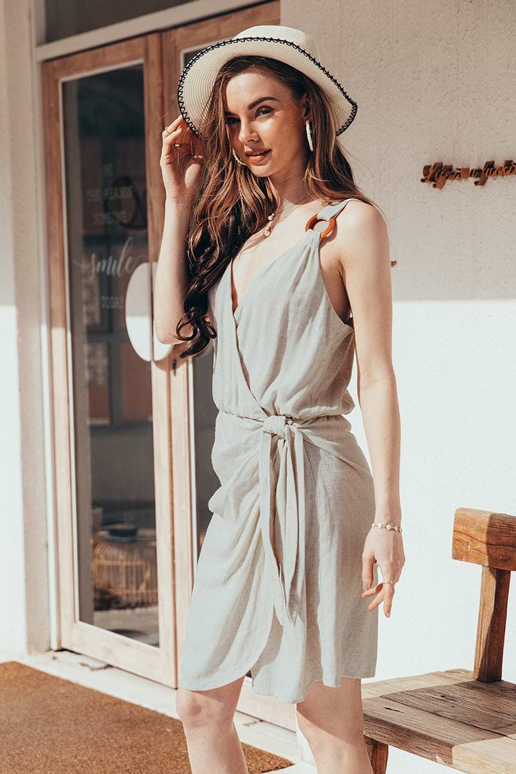 Robe portefeuille à nouer à la taille et à joint torique