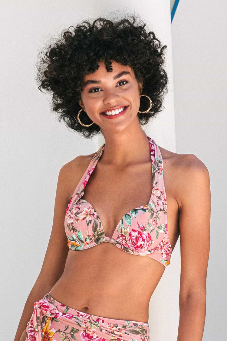 Geformtes Push-Up Neckholder-Bikinioberteil