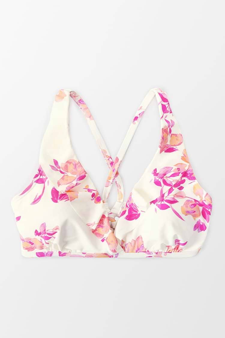 Nichole Floral Ruffle Trim Plus Size Bikini Top