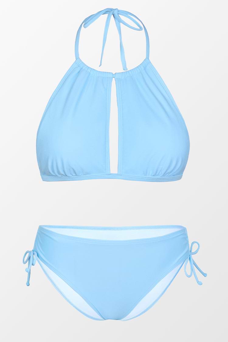 high neck keyhole halter bikini top