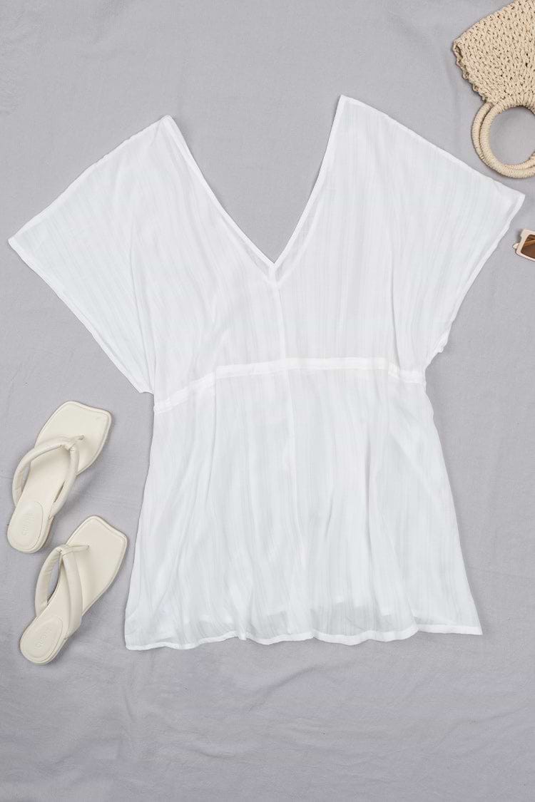 Cover Up mit Kordelzug an der Taille in Weiß