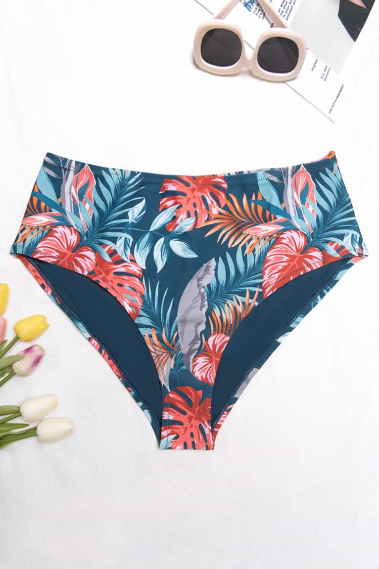 Große Größen tropische Bikinihose mit High waist