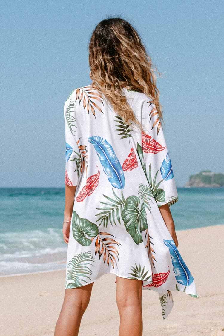 Britney Tropical Half Sleeves Mid Length Kimono