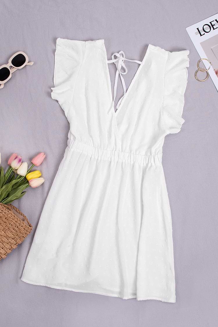 Plunge-Rüschen Cover Up in Weiß