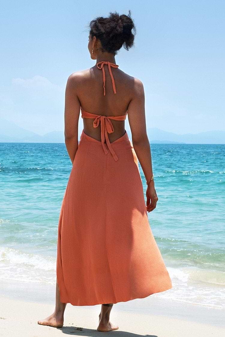 Vestido Blair Halter con Abertura