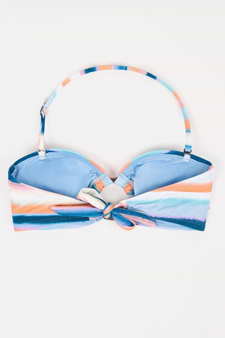 Gestreiftes Bandeau-Bikinioberteil mit O-Ring