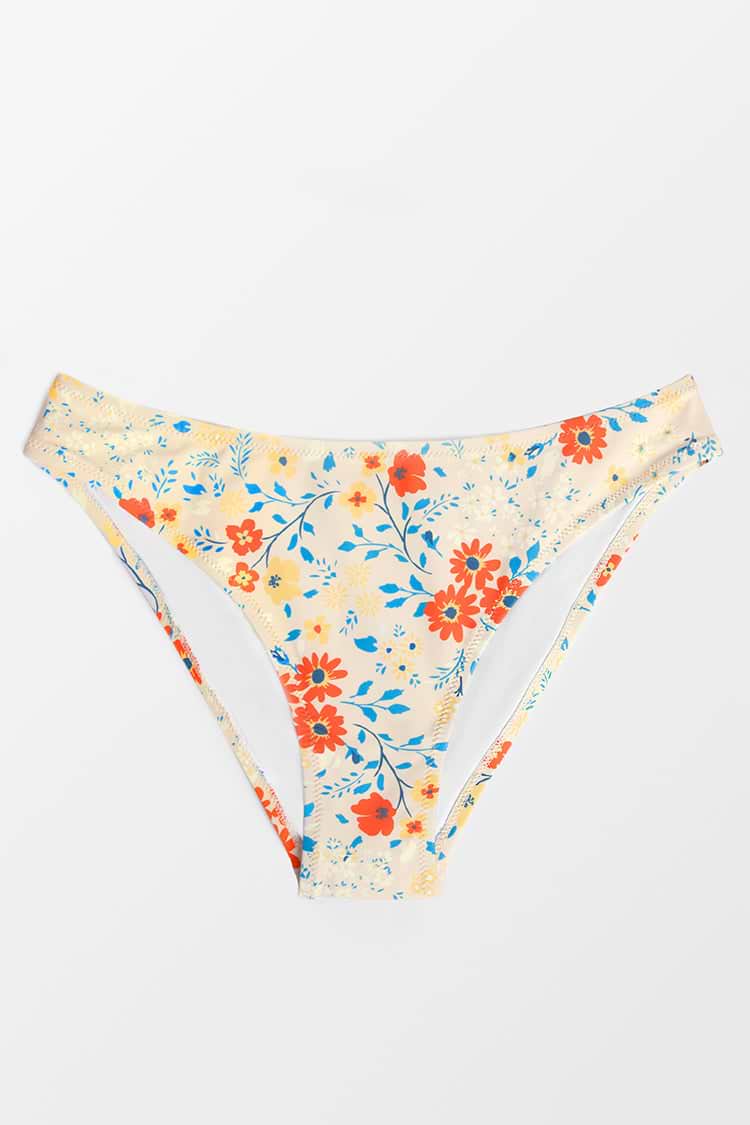 Hoch geschnittene Bikinihose mit Blumenmuster