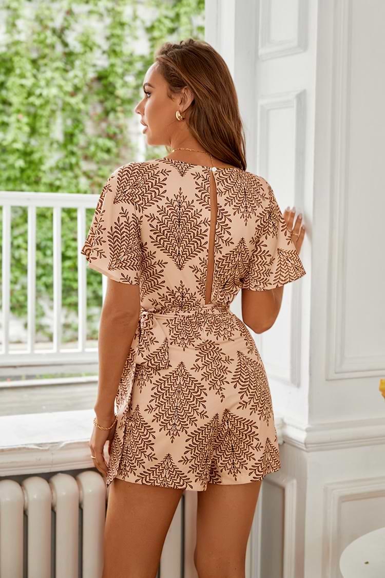 Khakifarbener Jumpsuit mit Schnürung