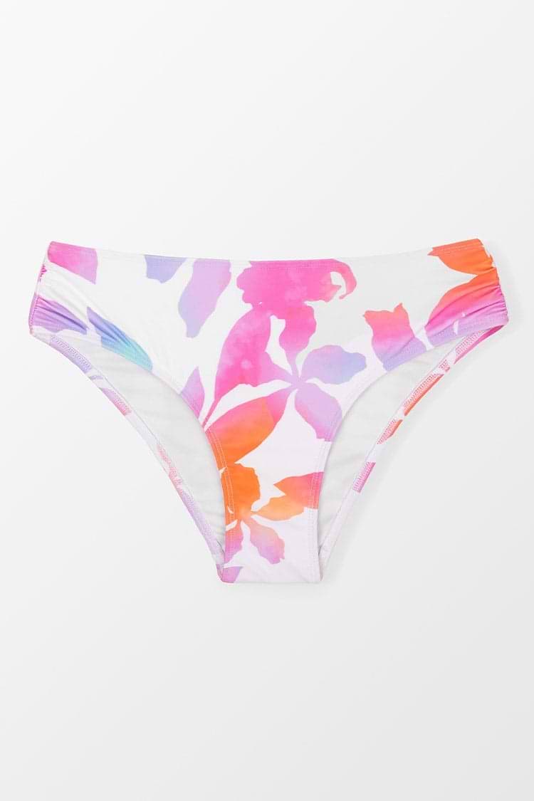 Wanderlust Floral Side Shirred Mid-Rise Hipster Bikini Bottom
